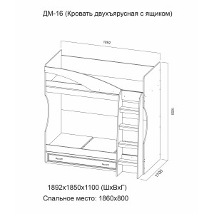 Кровать двухъярусная (с ящиком) Вега ДМ-16