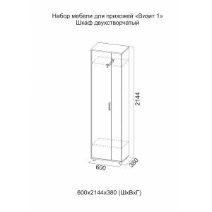 Визит-1 Шкаф двухстворчатый