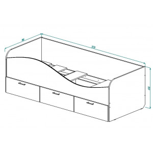 Кровать для детской КР-3 с ящиками выдвижными на колесиках КР3