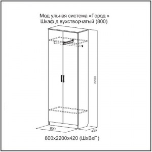 Шкаф двухстворчатый (800) Город